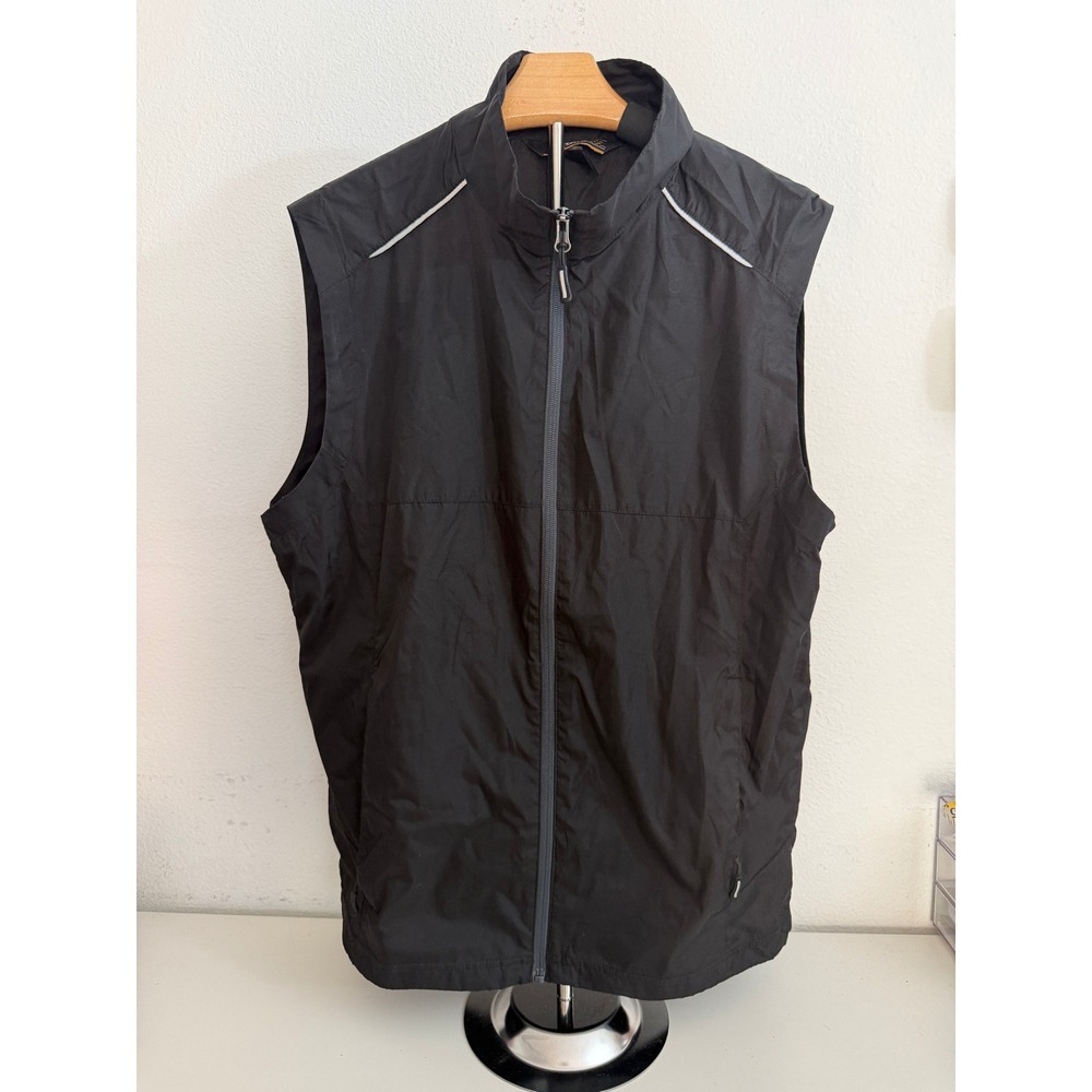 Core 365 Mens Black Lightweight Windbreaker‎ Vest Reflective Full Zip Small